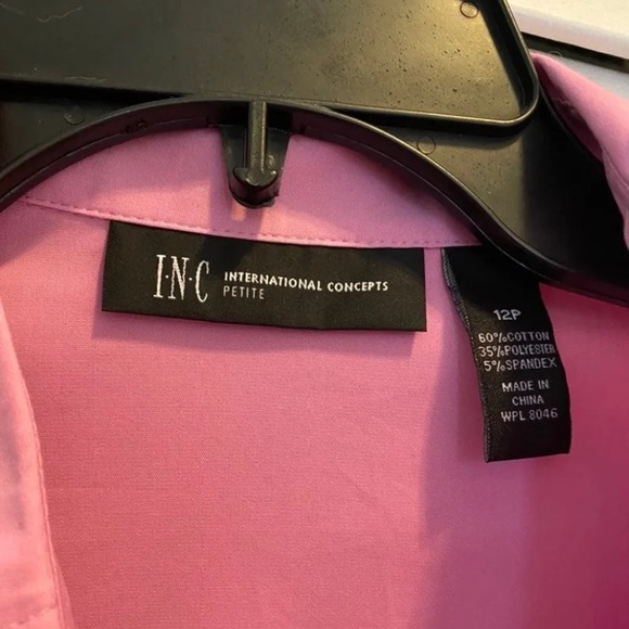*NEW* Pink Womens Short-Sleeve Button-Up Shirt by INC - Picture 5 of 5